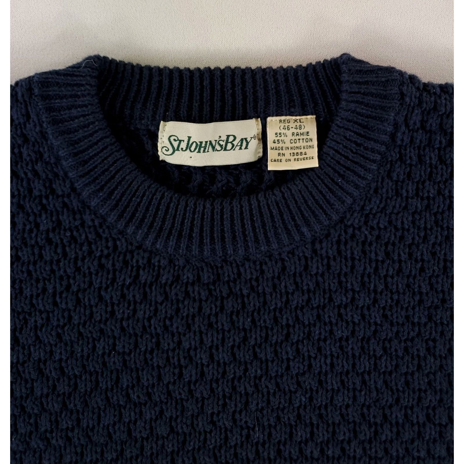 Vintage VINTAGE St. John's Bay Sweater Crew Neck Waffle Cotton Ramie Blue XL Mens Size US XL / EU 56 / 4 - 2 Thumbnail