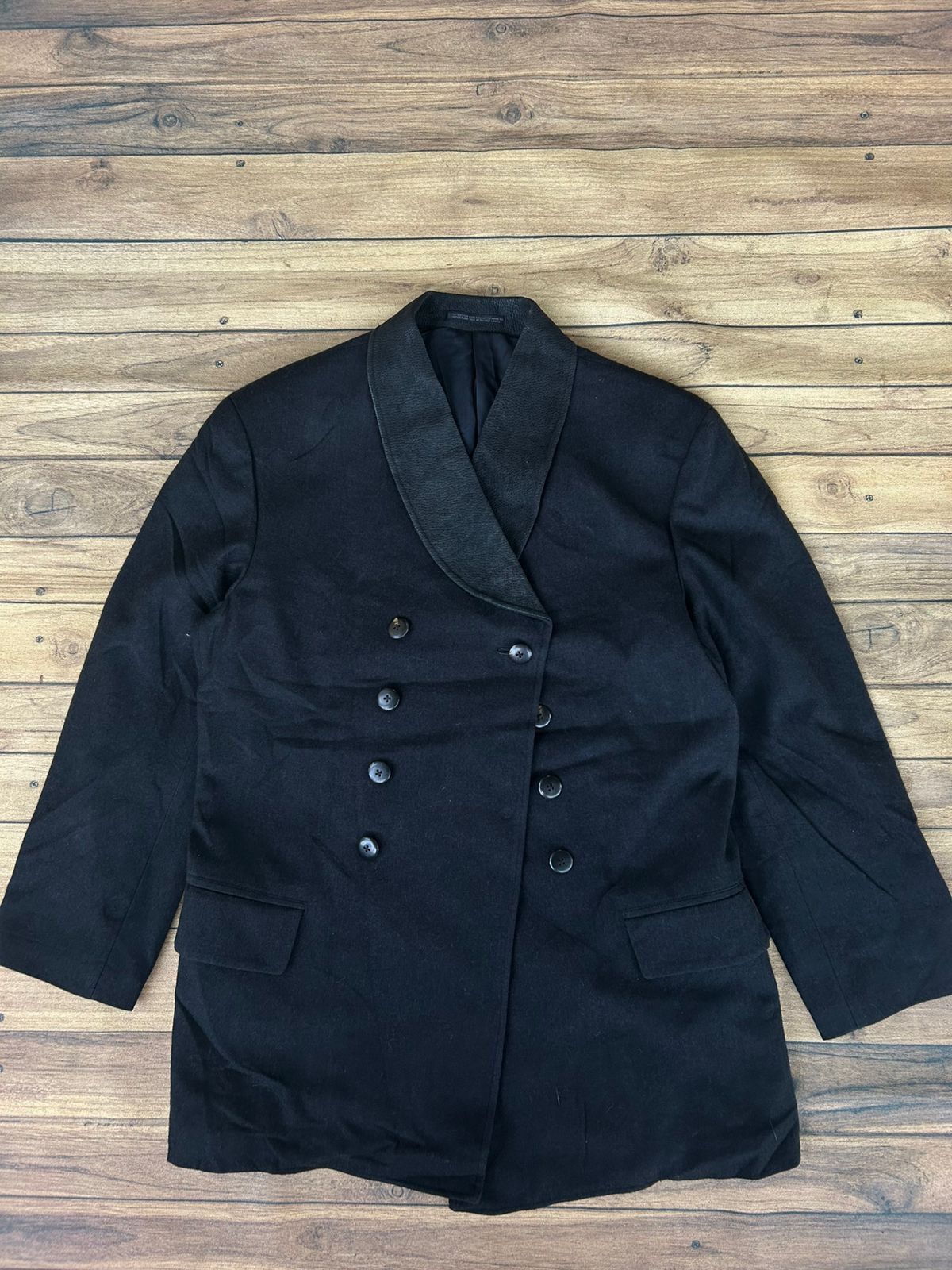 Yohji Yamamoto Yohji yamamoto pour homme leather neck wool coat Size 44S - 2 Thumbnail