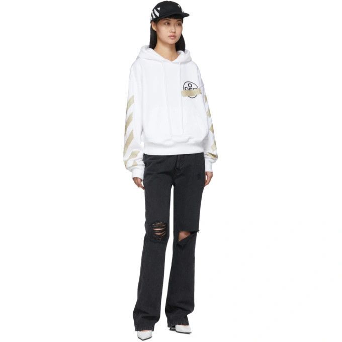 White Tape Arrows Logo Hoodie
