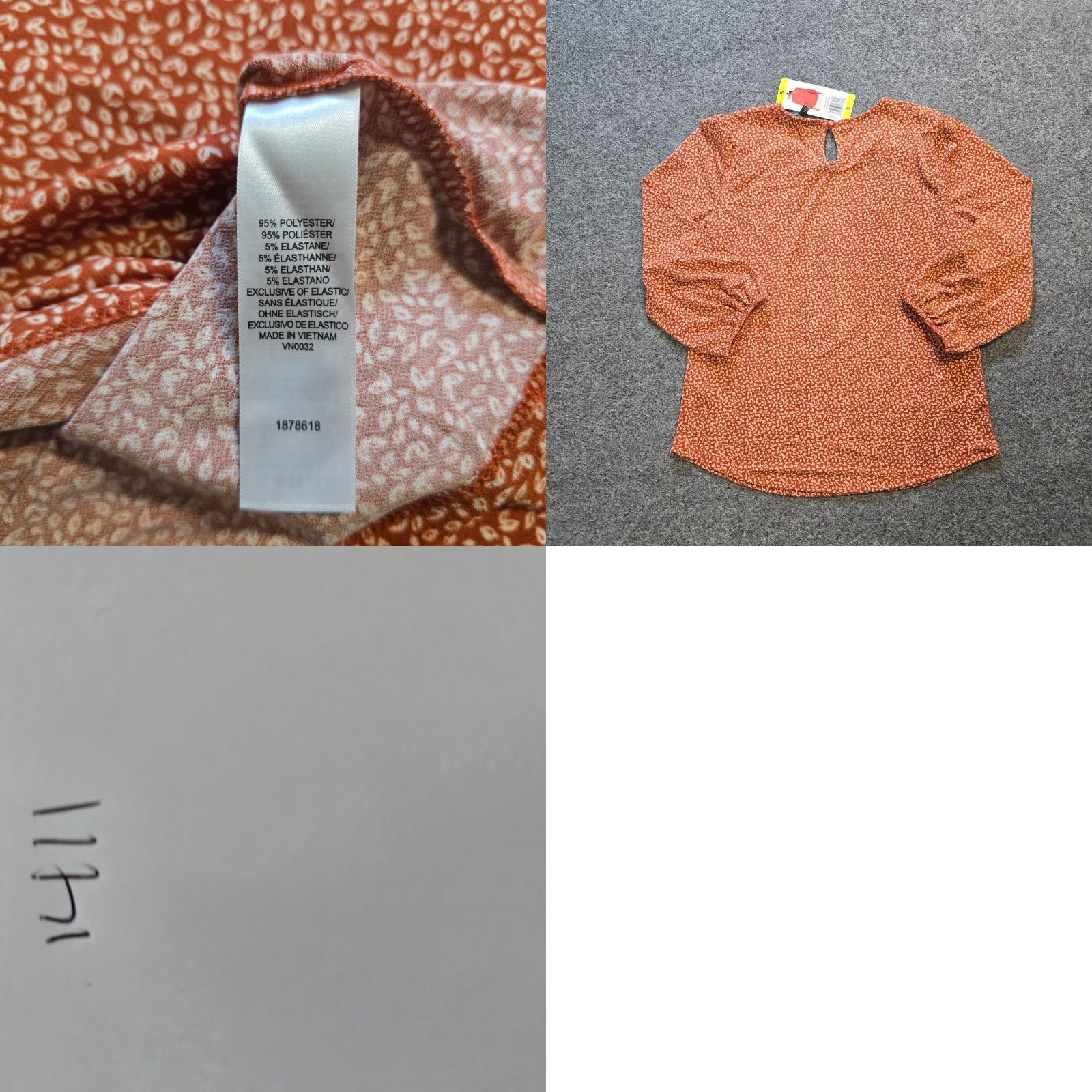 Adrianna Papell Adrianna Papell Blouse Womens Size S Orange 3/4 Sleeve Stretch No Iron Casual Shirt Size S / US 4 / IT 40 - 8 Thumbnail