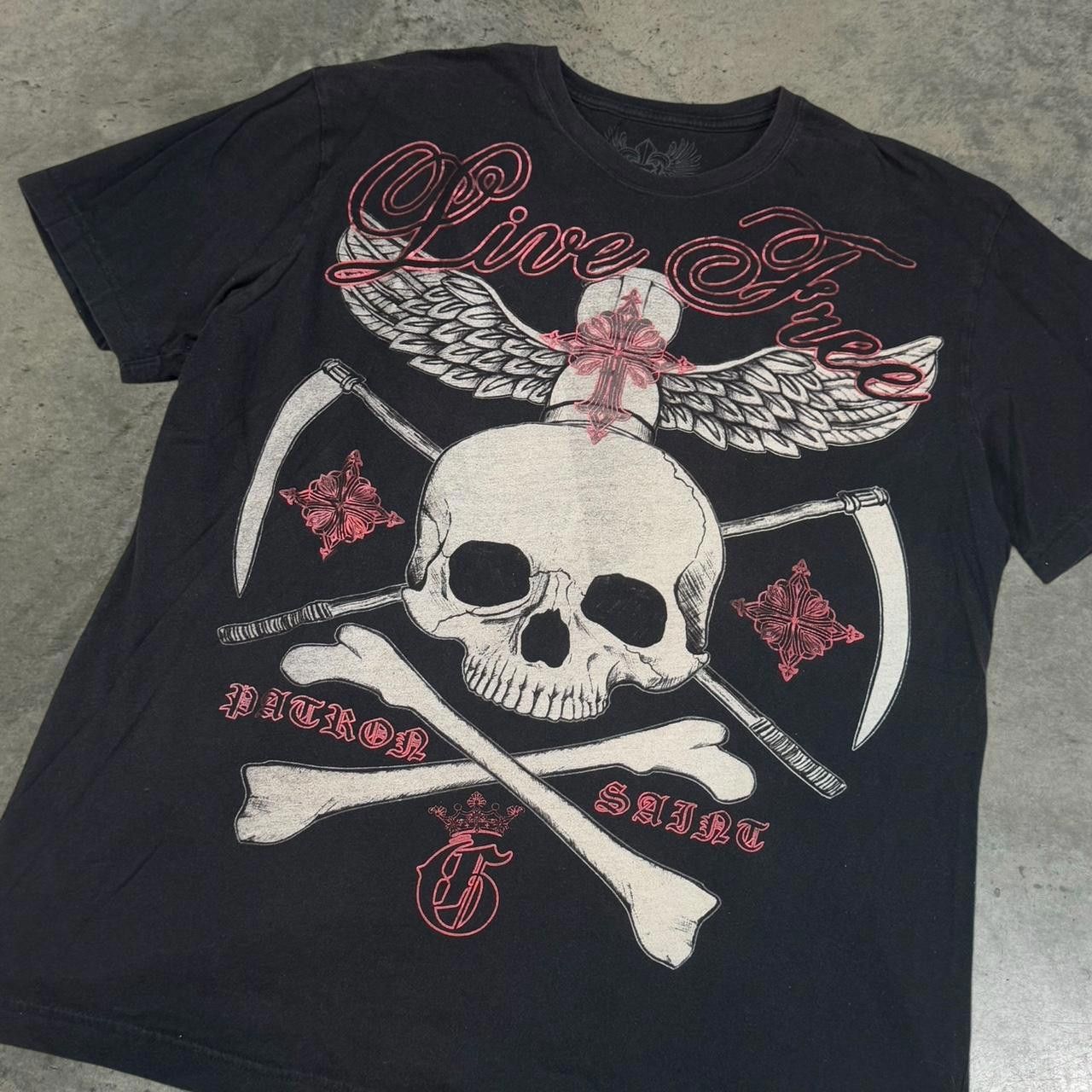 Affliction Affliction Men's Black and Cream Tshirt Size US XL / EU 56 / 4 - 2 Thumbnail