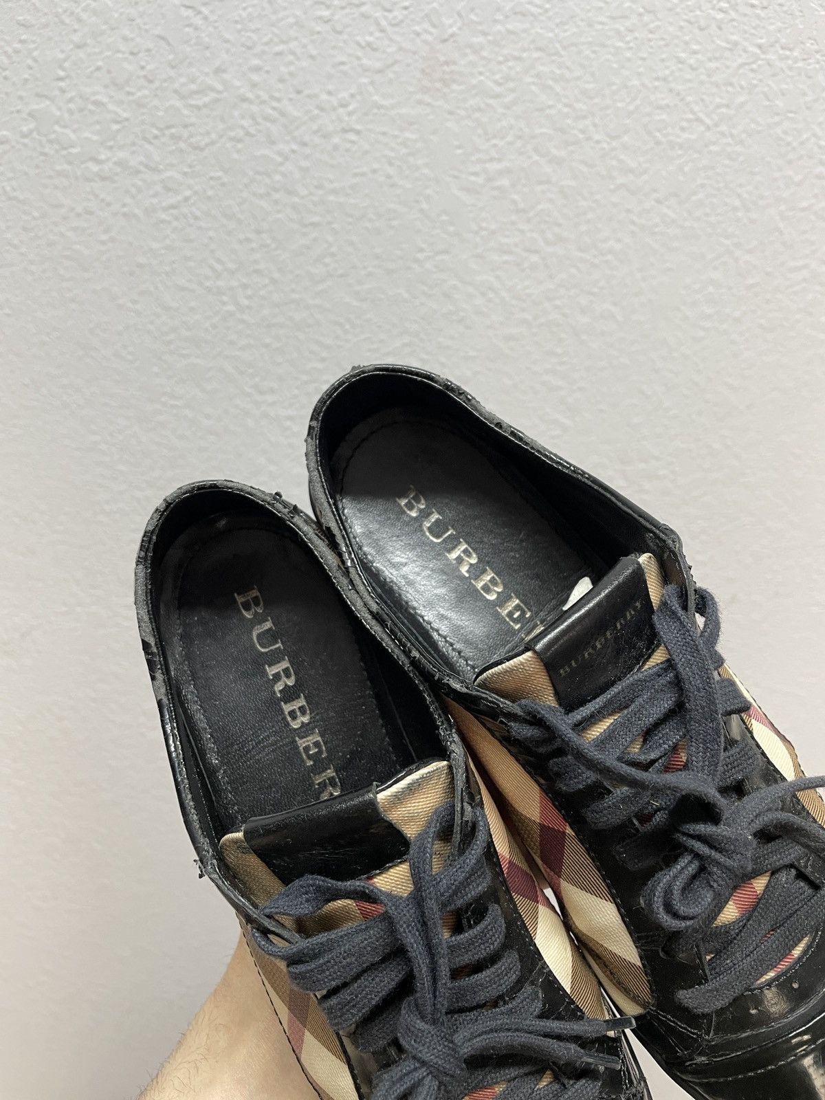 Burberry × Vintage Vintage Y2K Burberry Nova check Leather Sneakers Shoes Size US 8 / IT 38 - 9 Thumbnail