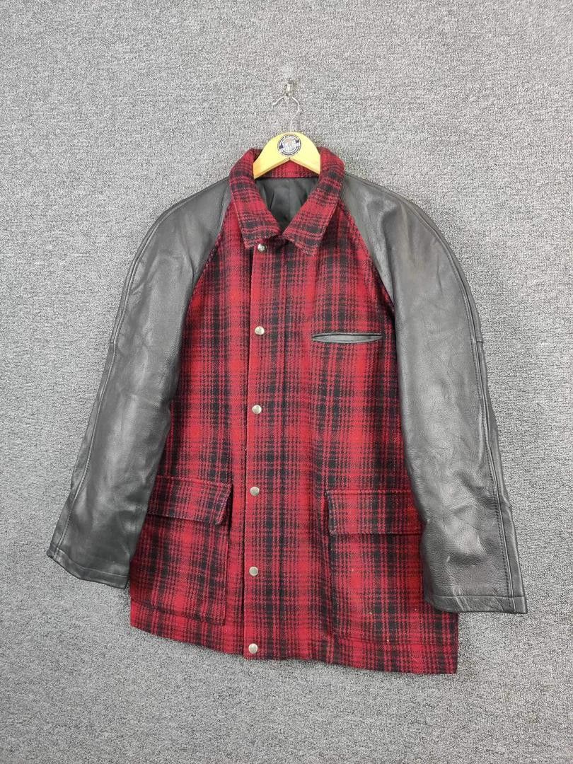 Y's for Men Vintage Y's For Men Yohji Yamamoto Plaid Wool Leather Jacket Size US XL / EU 56 / 4 - 2 Thumbnail