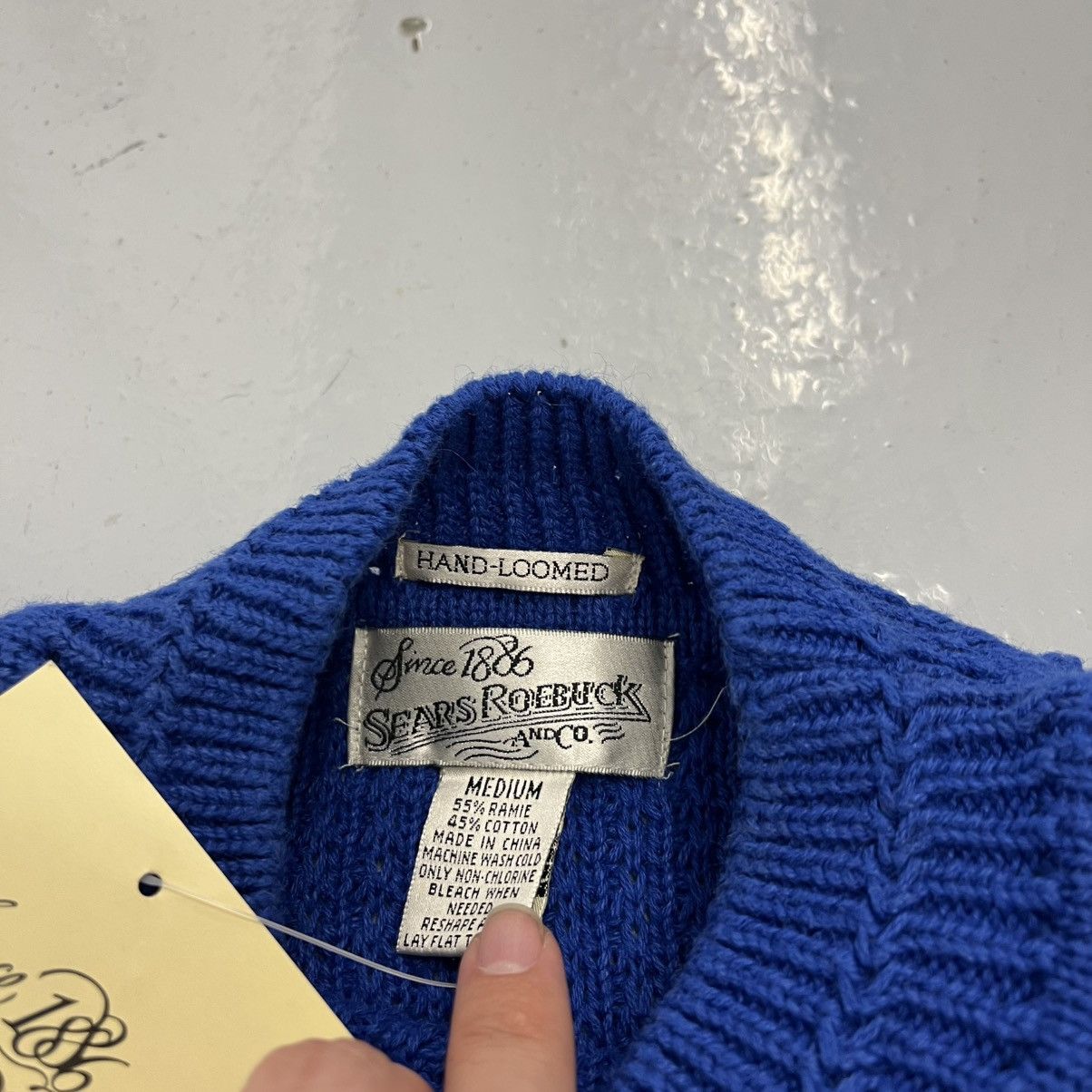 Sears NOS Vintage 90s Sears Blue Ribbed Cotton Sweater Size US M / EU 48-50 / 2 - 3 Thumbnail