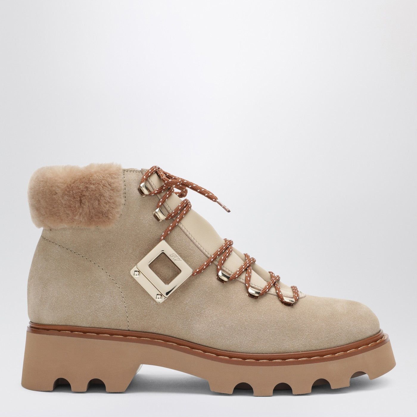 Roger Vivier Roger Vivier Viv' Rangers Truck Booties In Suede Beige Size US 11 / IT 41 - 1 Thumbnail