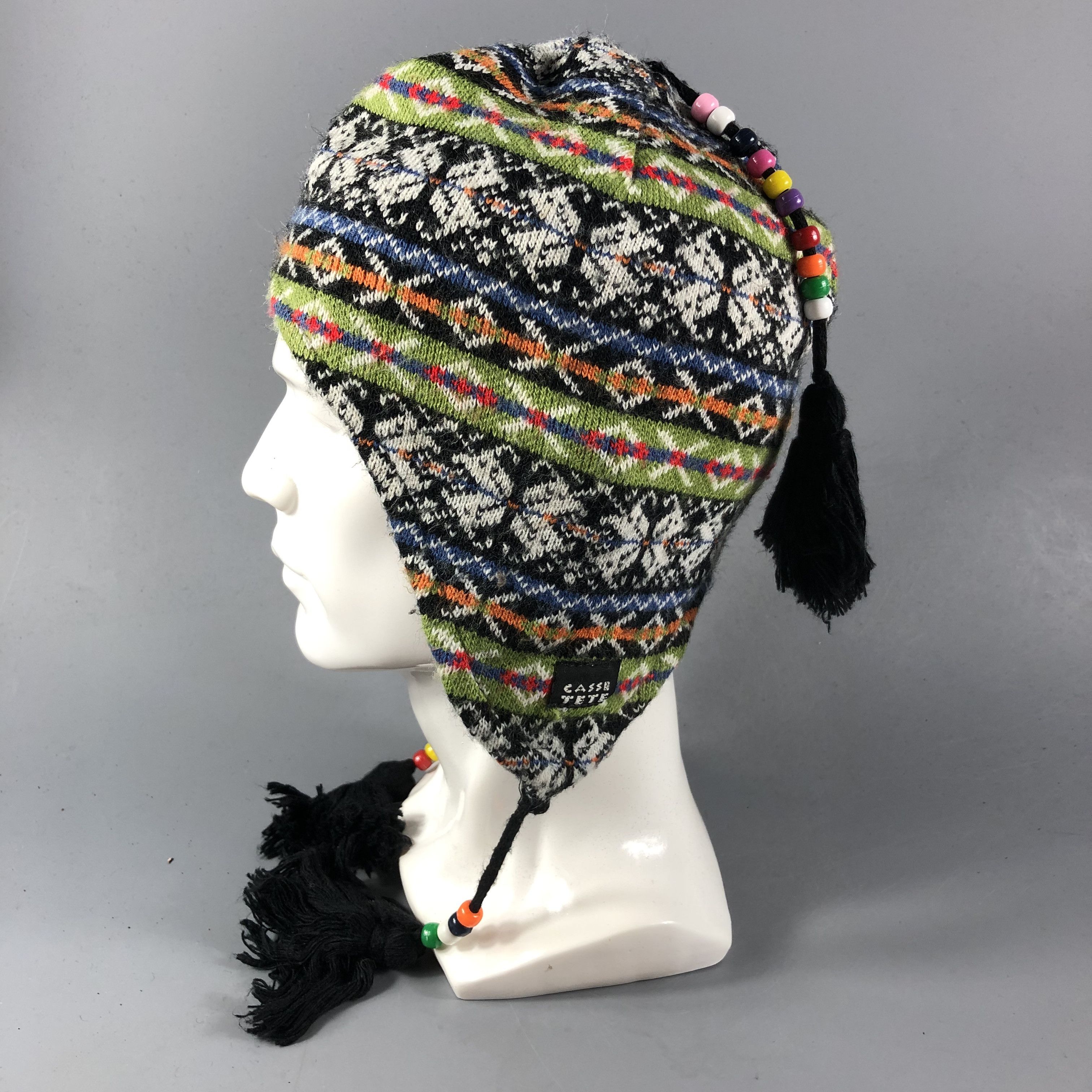 Vintage Casse Tete Earflap Navajo Beanie Snowcap Snow Hat B595 Size ONE SIZE - 2 Thumbnail