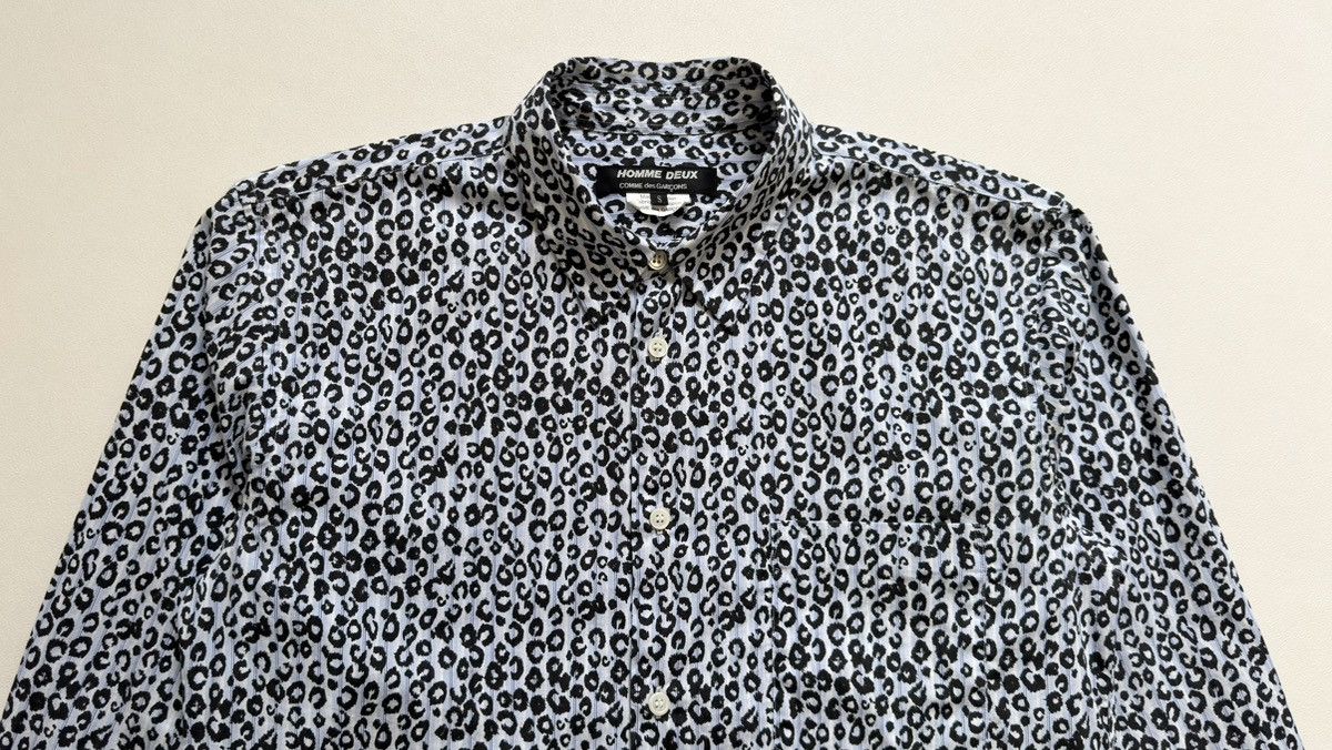Comme des Garcons White / Blue Striped Leopard Print Shirt Size US S / EU 44-46 / 1 - 3 Thumbnail
