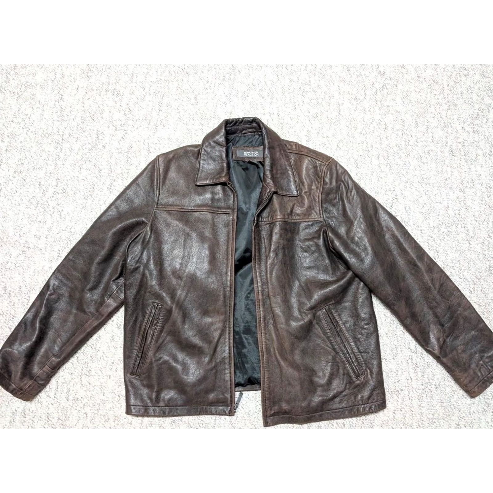 Kenneth Cole VINTAGE Kenneth Cole leather jacket XL brown lambskin bomber jacket Mens 1990s Y2K patina motorcycle Size US XL / EU 56 / 4 - 3 Thumbnail