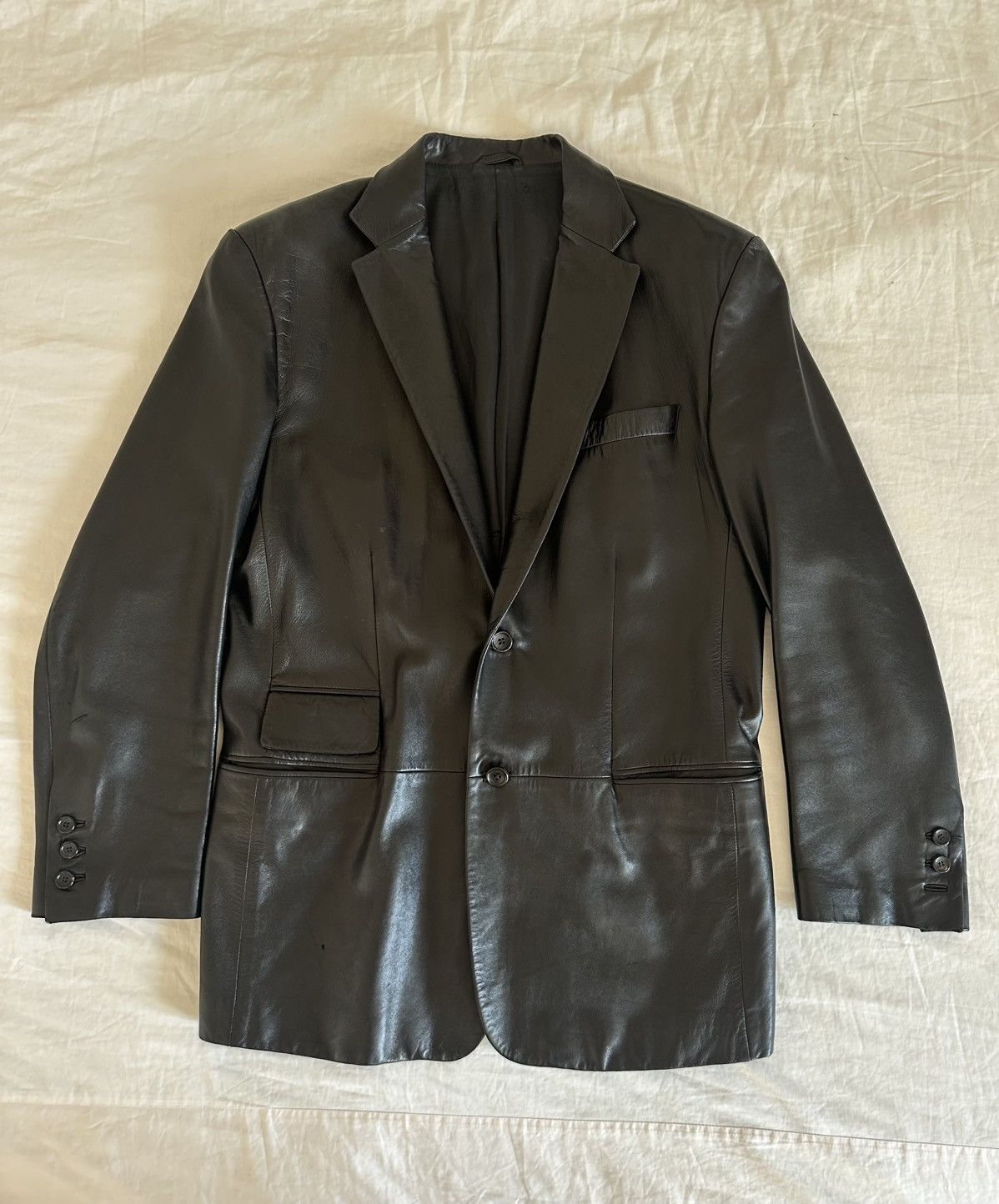 Gucci Gucci SS98 by Tom Ford Black Leather Blazer Size 48R - 2 Thumbnail