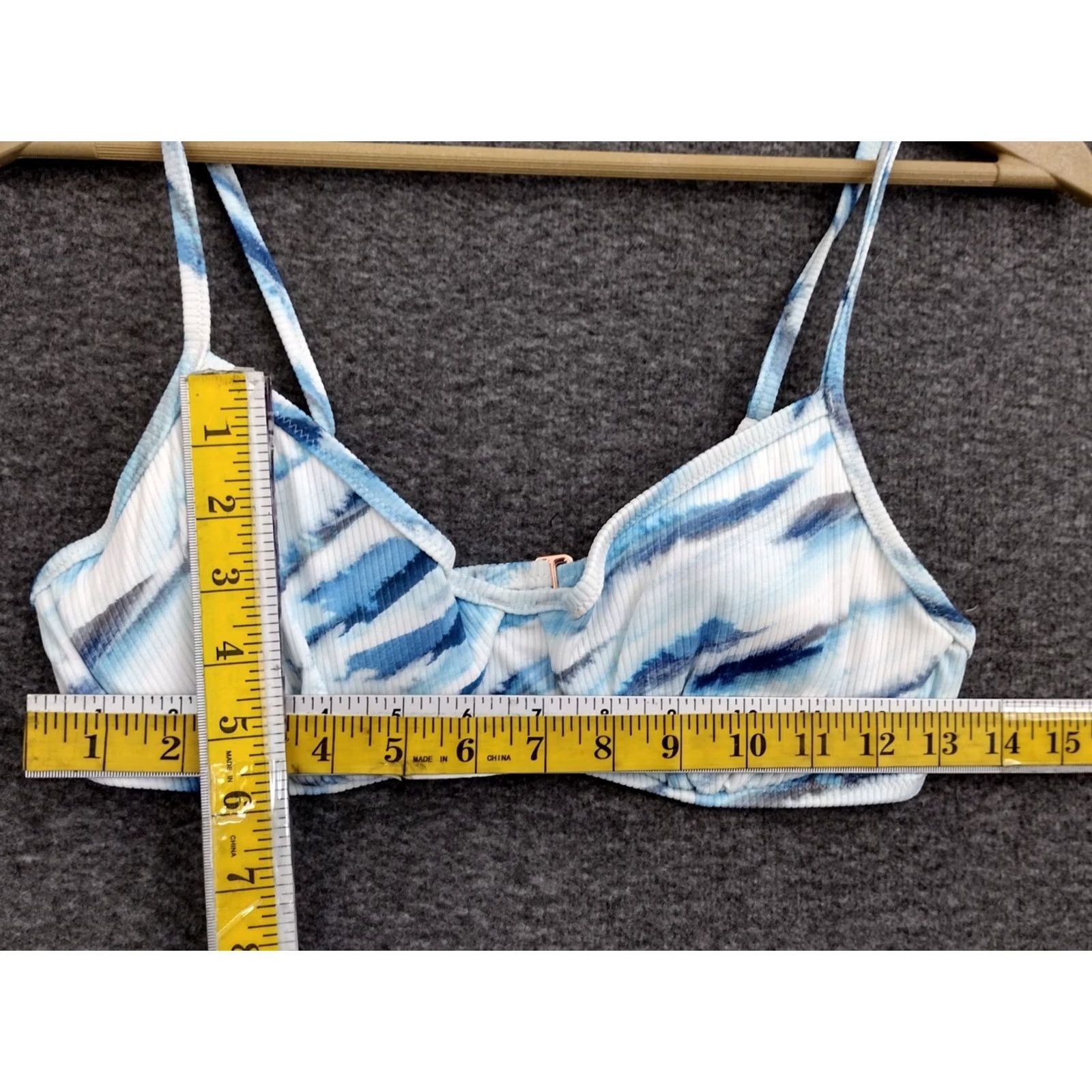 Vintage Shade & Shore Bikini Top Women Marble Blue Spaghetti Padded Ribbed 36B Adult Regular XS? Size XS / US 0-2 / IT 36-38 - 4 Thumbnail