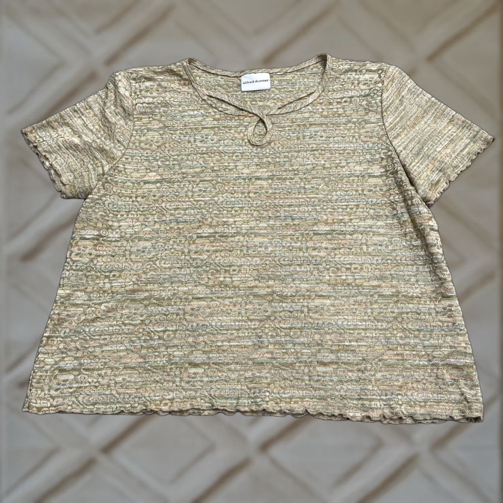 Vintage Alfred Dunner Knitted Keyhole Top Womens 1X Green Floral Size XL / US 12-14 / IT 48-50 - 1 Thumbnail