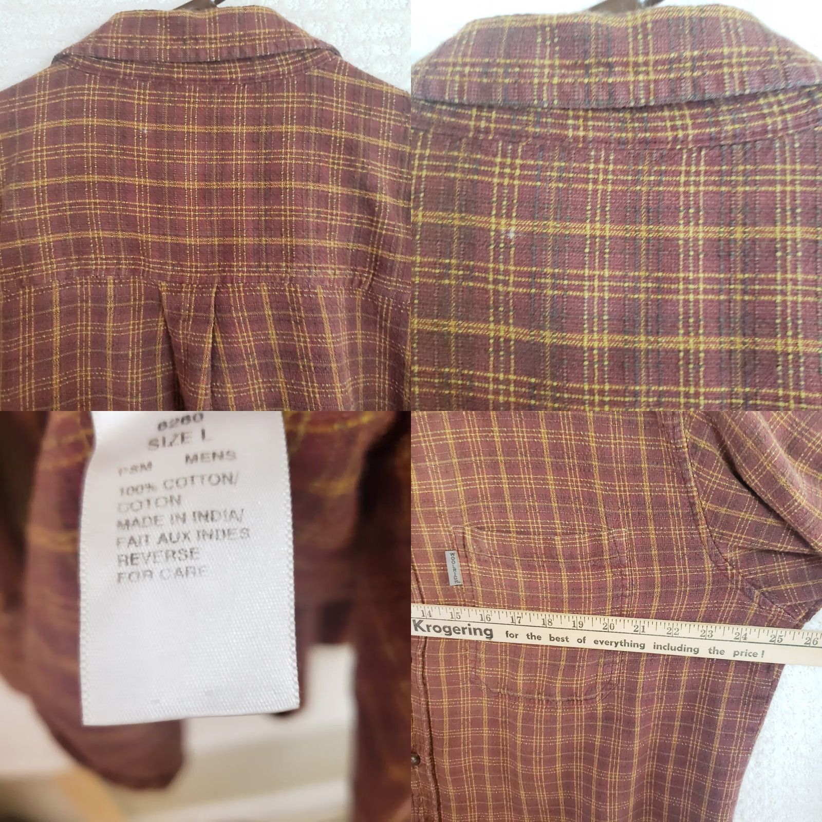 Vintage Woolrich Shirt Plaid Button-Down Long Sleeve 100% Cotton Linen-Look Brown Woolrich Mens L Regular Pocketed Size US L / EU 52-54 / 3 - 8 Thumbnail
