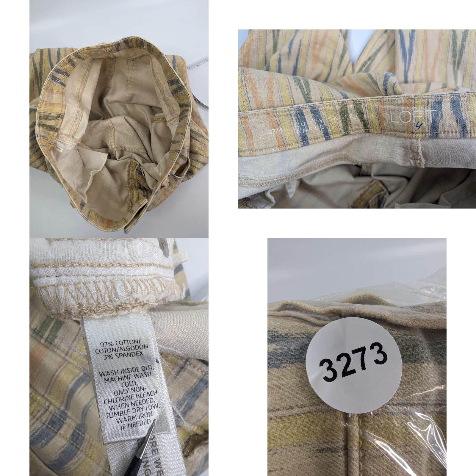 Loft LOFT Ann Taylor Curvy Skinny Ankle Jeans Pants Chevron Sand Dune Wash Beige 27/4 Modern Womens Jeans Size 27" / US 4 / IT 40 - 8 Thumbnail