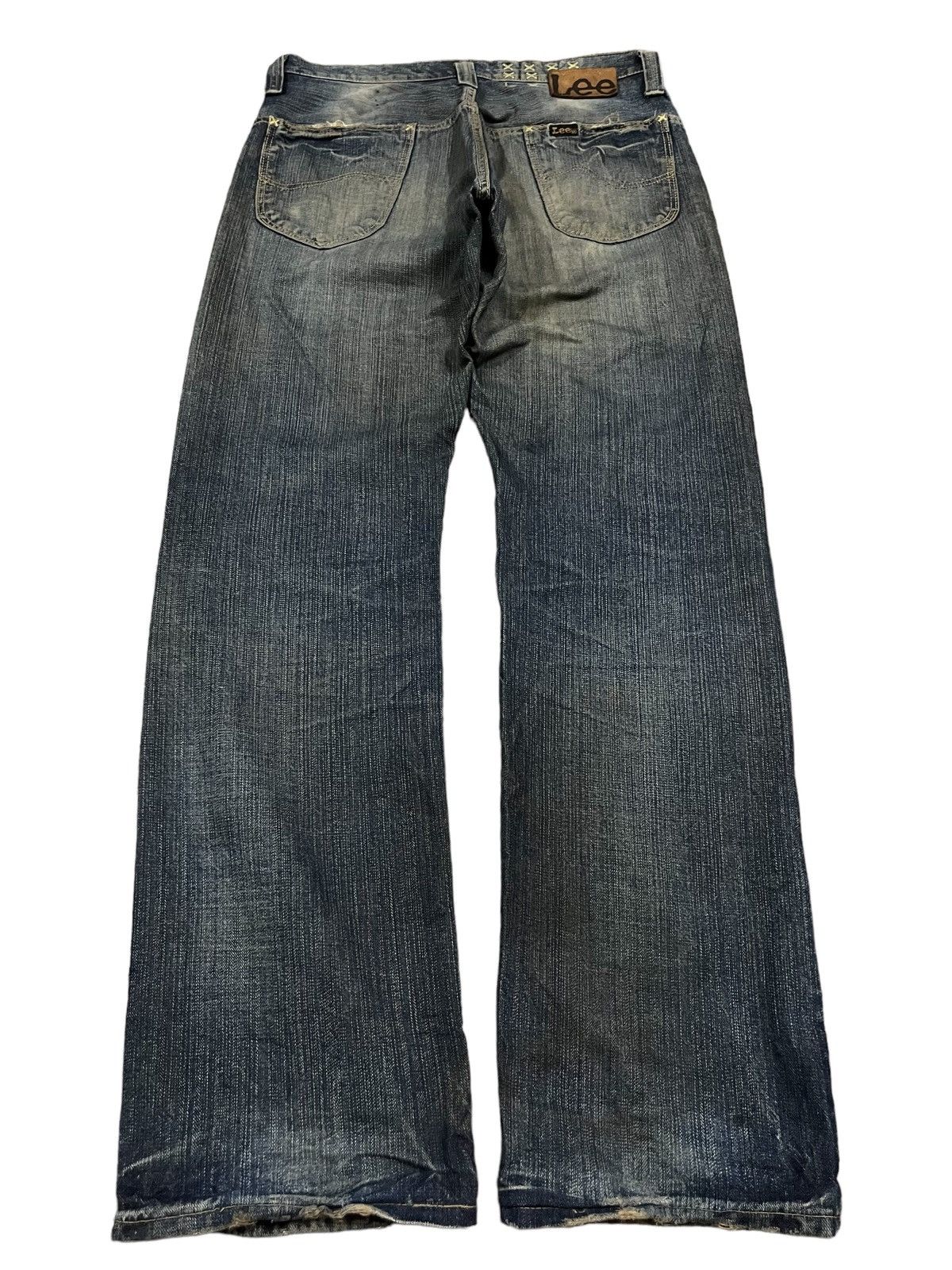 14th Addiction Vintage Lee Mud Washed Distressed Straight Fit Jeans Size US 32 / EU 48 - 5 Thumbnail