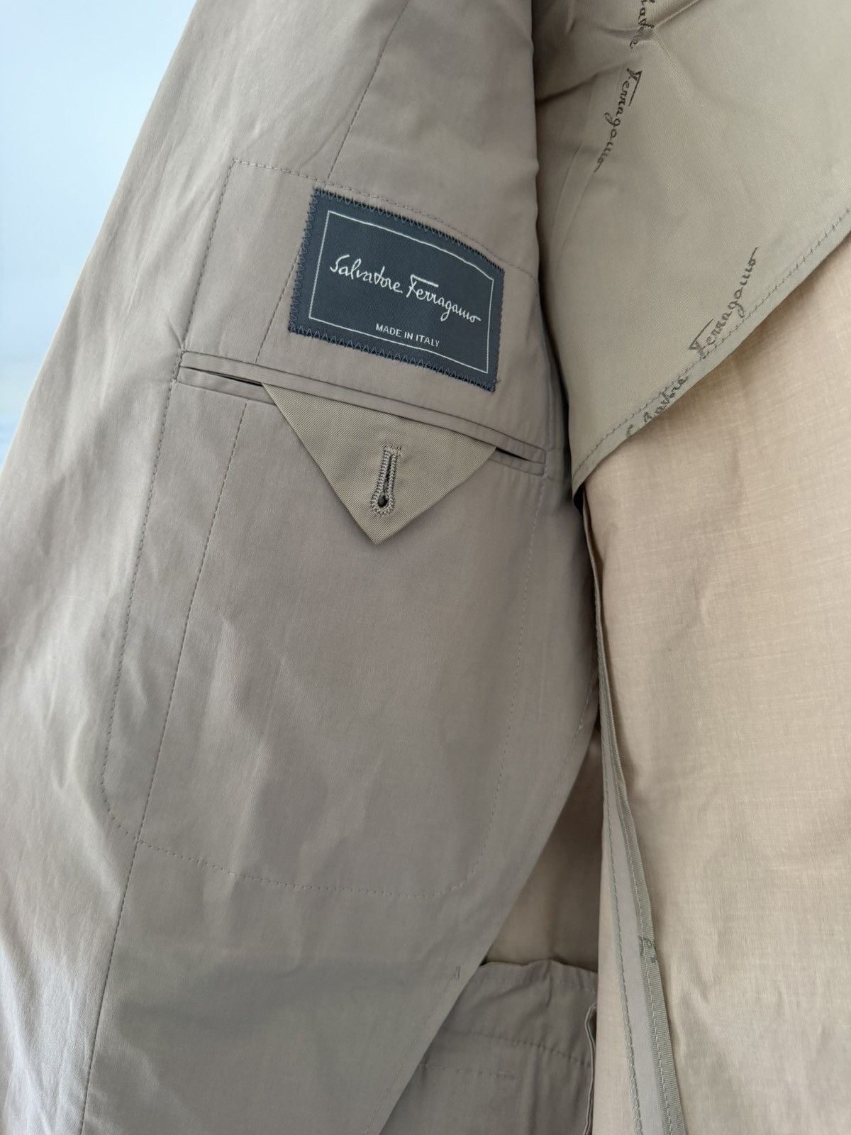 Salvatore Ferragamo Brown Cotton Blazer Size 48R - 2 Thumbnail
