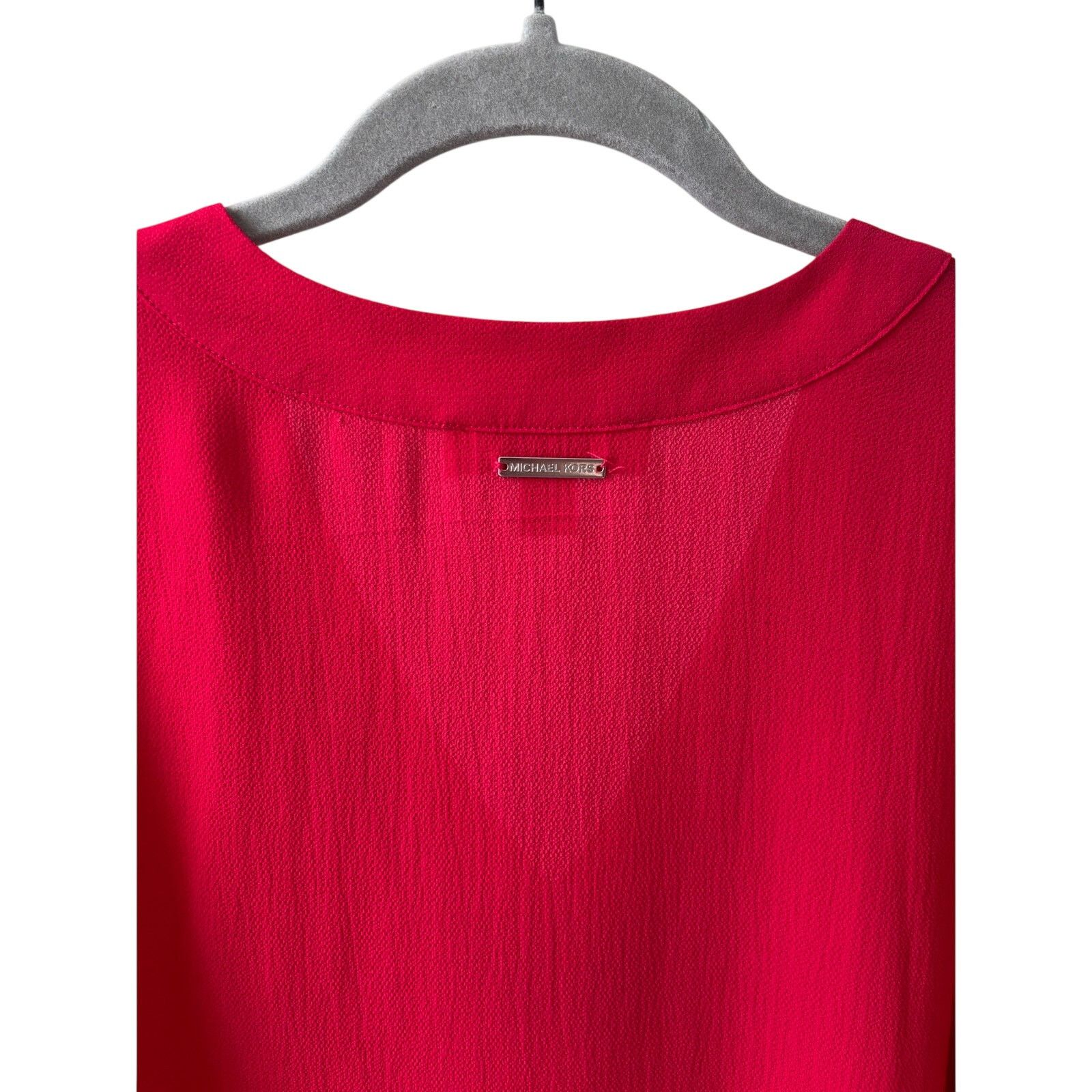 Michael Kors Michael Kors Red V-Neck Blouse Womens Large Long Sleeve Size L / US 10 / IT 46 - 7 Thumbnail