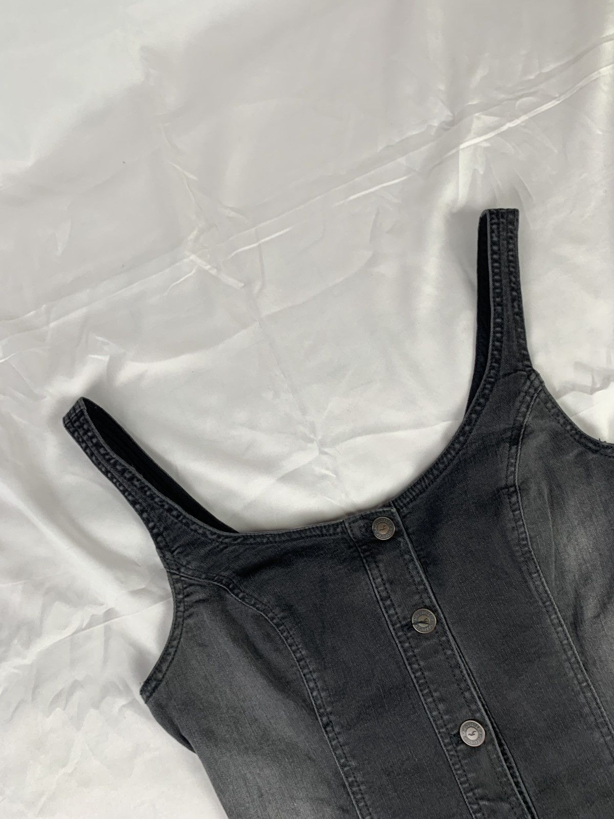 Hollister Hollister US Gray Washed Stretchy Jeans Button up Mini Dress Size L / US 10 / IT 46 - 5 Thumbnail
