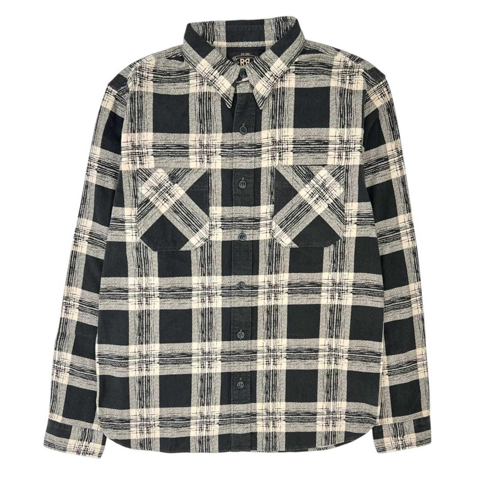 Wallace Plaid Workshirt Flannel in Black & Cream