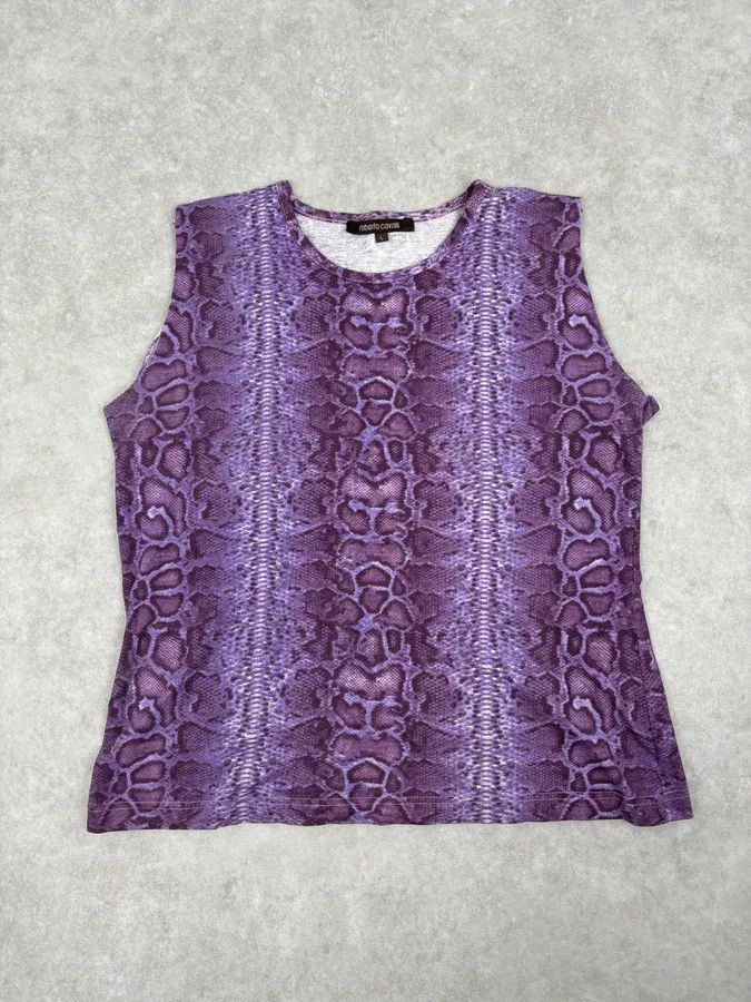 Roberto Cavalli Roberto Cavalli Purple Python Effect Knit Tank Top Size S / US 4 / IT 40 - 1 Thumbnail