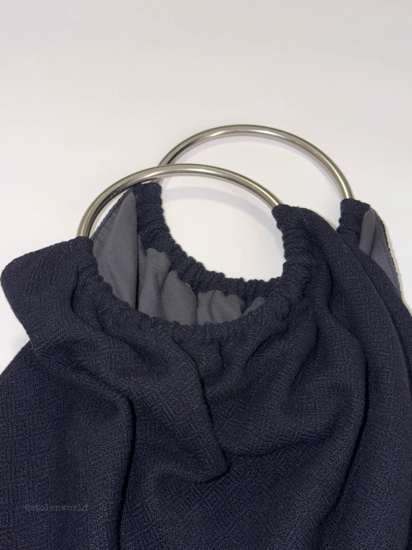 Comme des Garcons CDG Ring Fold Wool Tote Black/Blue Jacquard Size ONE SIZE - 7 Thumbnail