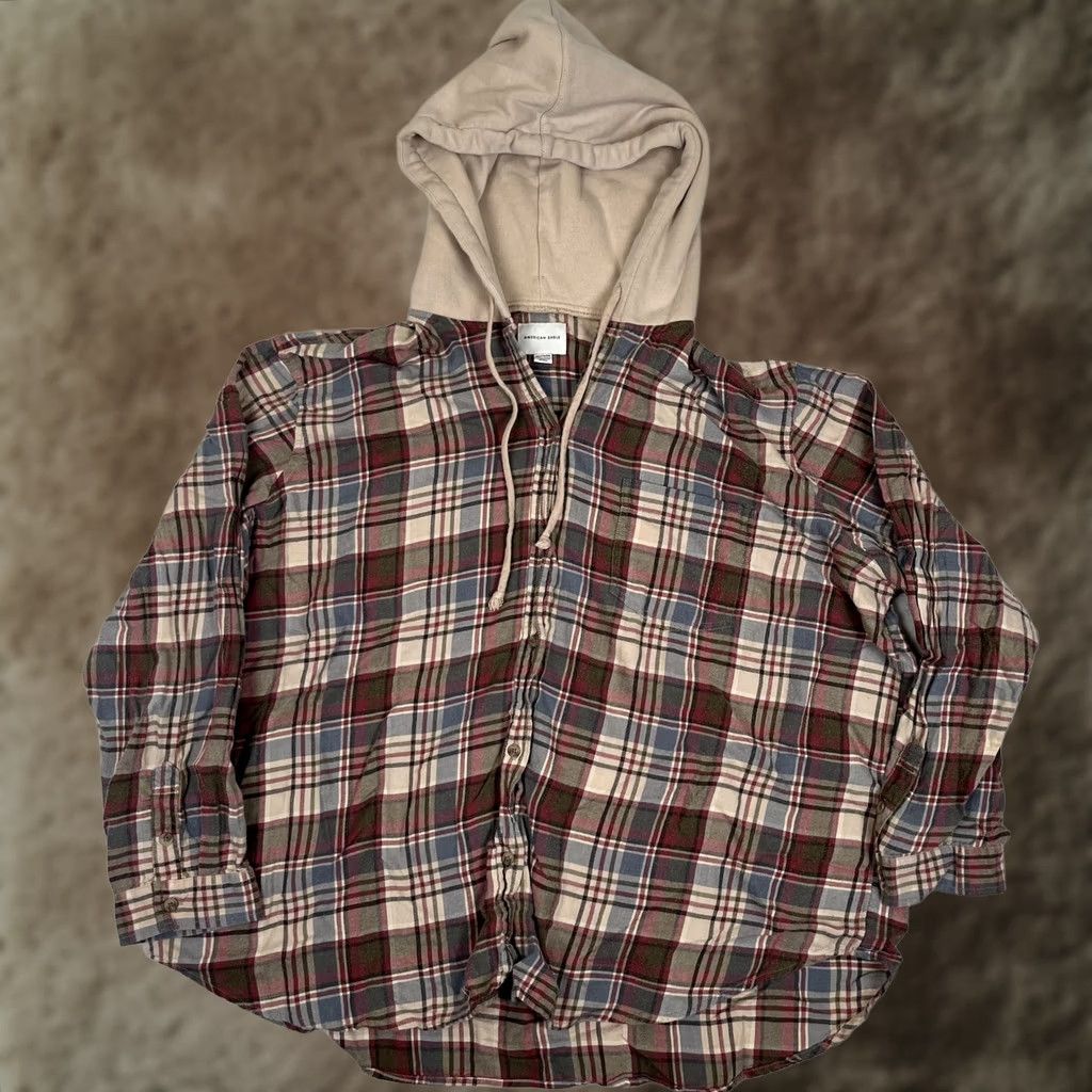 Vintage American Eagle Shirt Mens 2XL Plaid Hooded Flannel Long Sleeve Button Up Casual Size US XXL / EU 58 / 5 - 1 Thumbnail