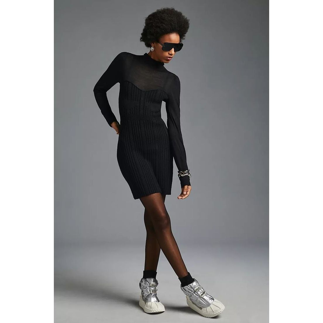 Anthropologie New By Anthropologie Turtleneck Sweater Dress $160 LARGE Size L / US 10 / IT 46 - 2 Thumbnail