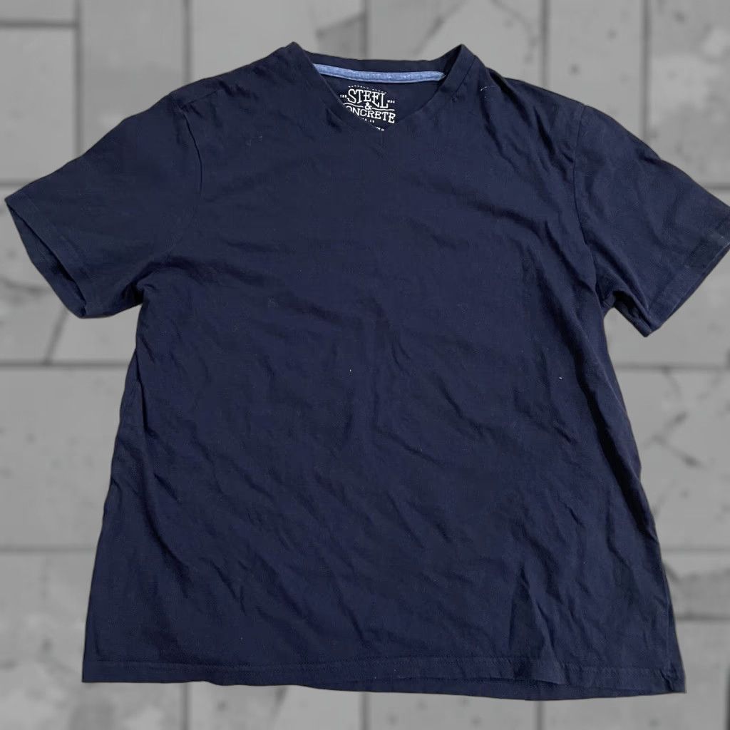 Vintage Steel & Concrete V-Neck Tee Mens Shirt M Blue 100% Cotton Size US M / EU 48-50 / 2 - 1 Thumbnail