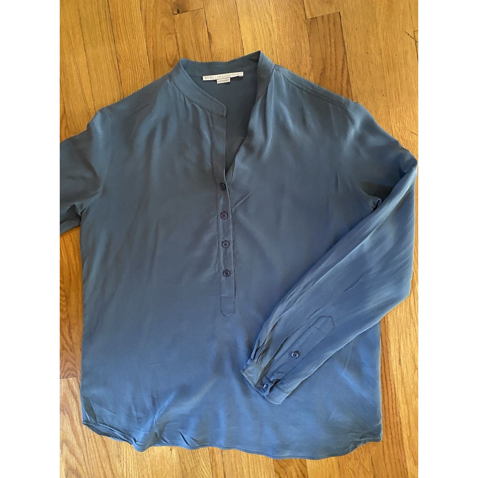 Stella McCartney Stella McCartney long sleeve silk blue blouse sz 42/med Size M / US 6-8 / IT 42-44 - 4 Thumbnail