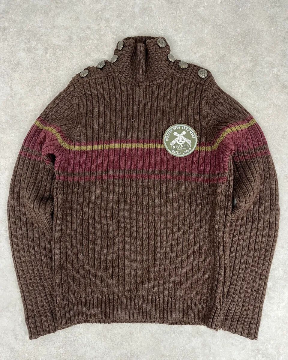 Dolce & Gabbana AW2006 Dolce & Gabbana Brown Wool Buttoned Military Naval Wool Sweater Size US M / EU 48-50 / 2 - 1 Thumbnail
