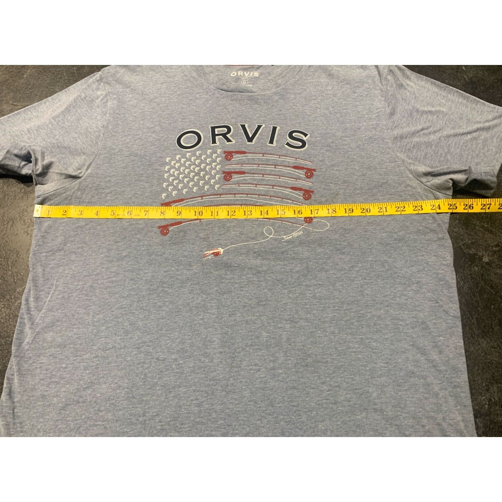 Orvis VINTAGE Orvis Graphic T-Shirt USA American Flag Blue XL Mens Size US XL / EU 56 / 4 - 7 Thumbnail
