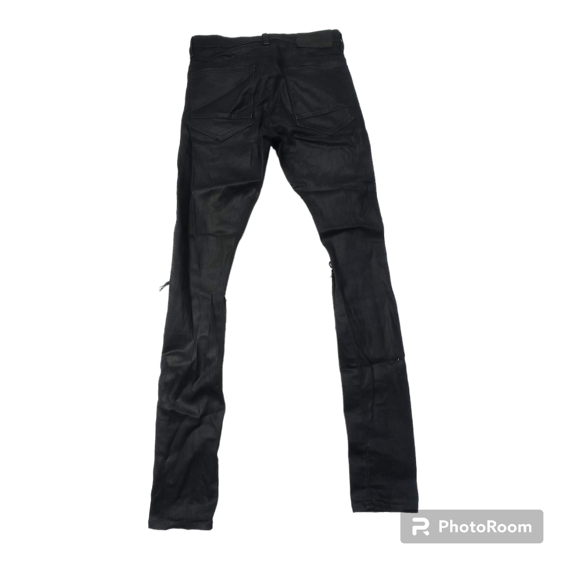 H&M 🔥H&M X & Jeans Skinny Super Black Distressed Pants Size 28" / US 6 / IT 42 - 2 Thumbnail