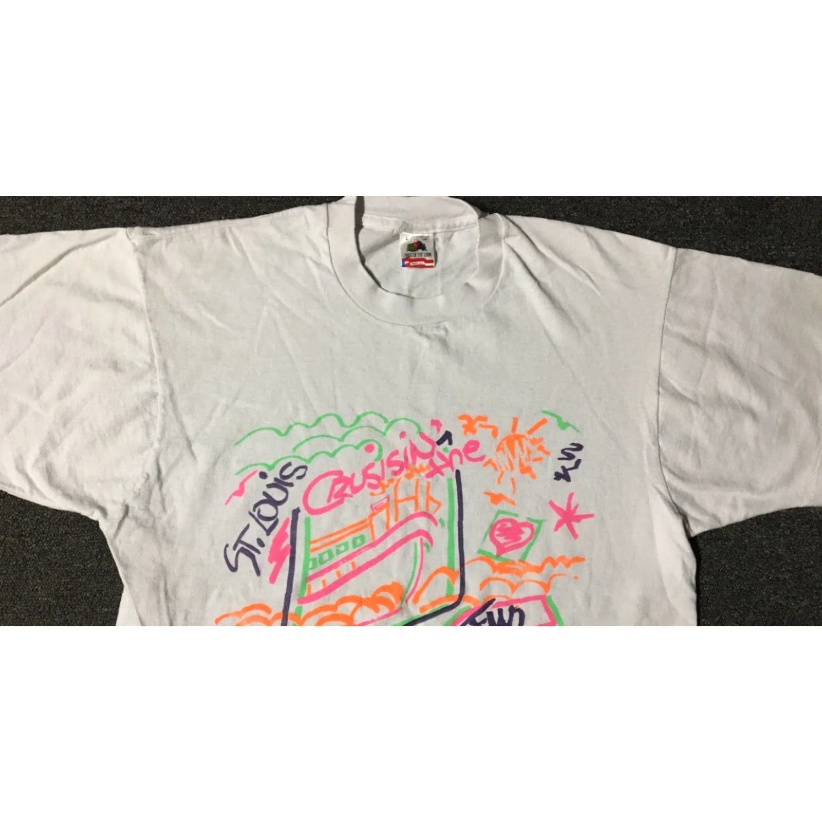 Vintage VINTAGE St Louis Cruisin Shirt M White 90s Surf Sailing Nautical Beach 80s Vaporwave Abstract Mens T-Shirt Size US M / EU 48-50 / 2 - 5 Thumbnail