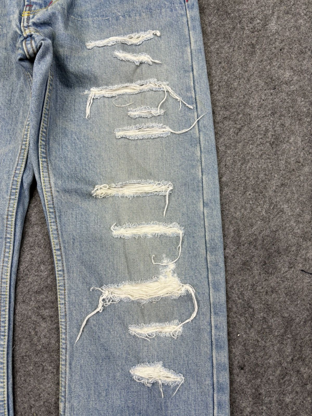 Japanese Brand 💥Insane 90s Style💥Rolling Craddle Distressed Denim K33 Size US 29 - 5 Thumbnail