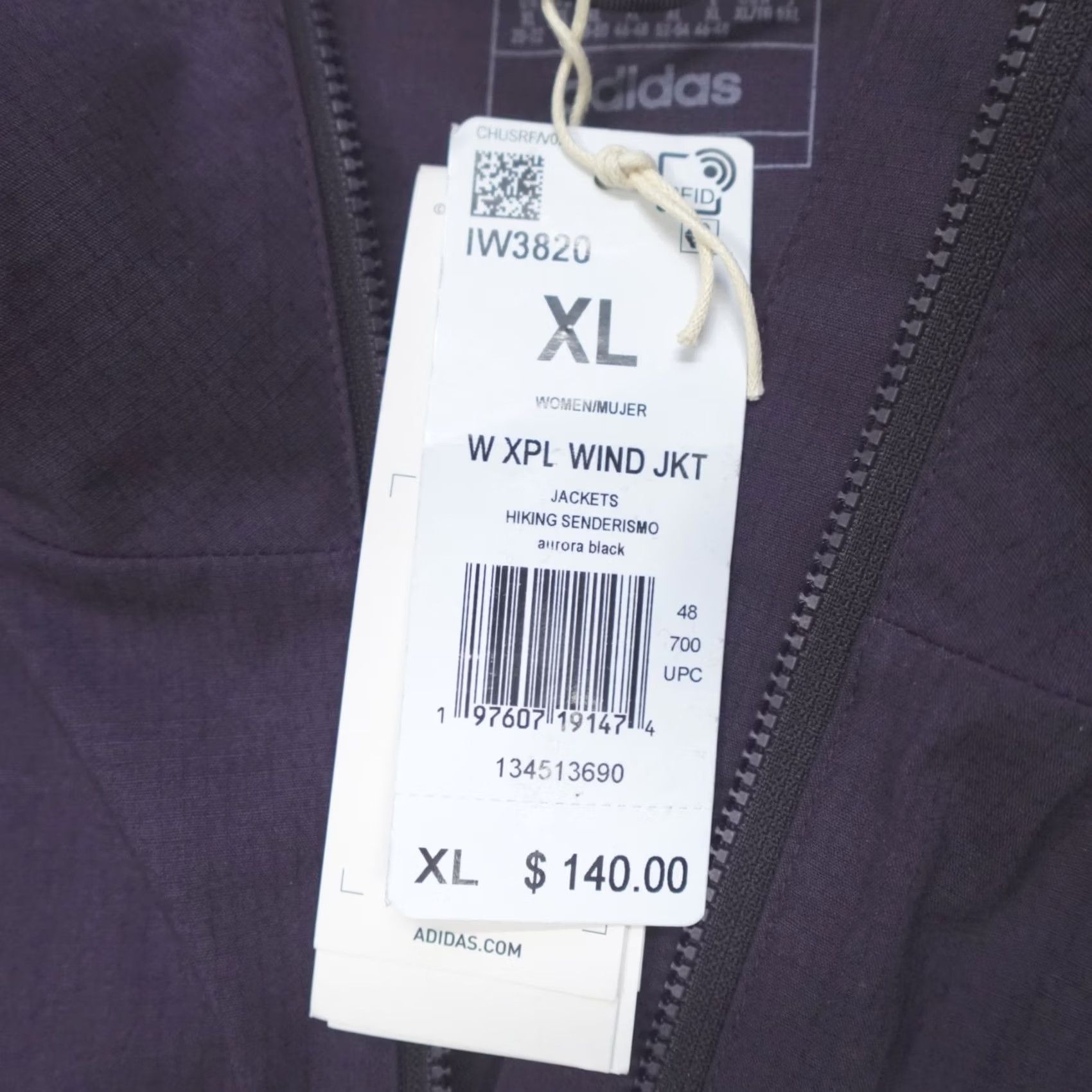 Adidas Adidas Terrex Xploric Wind Hiking Jacket Aurora Black(Purple) Women's XL Windbreaker Hooded Pockets Zipper Windproof Full Zip Outdoor Size XL / US 12-14 / IT 48-50 - 4 Thumbnail