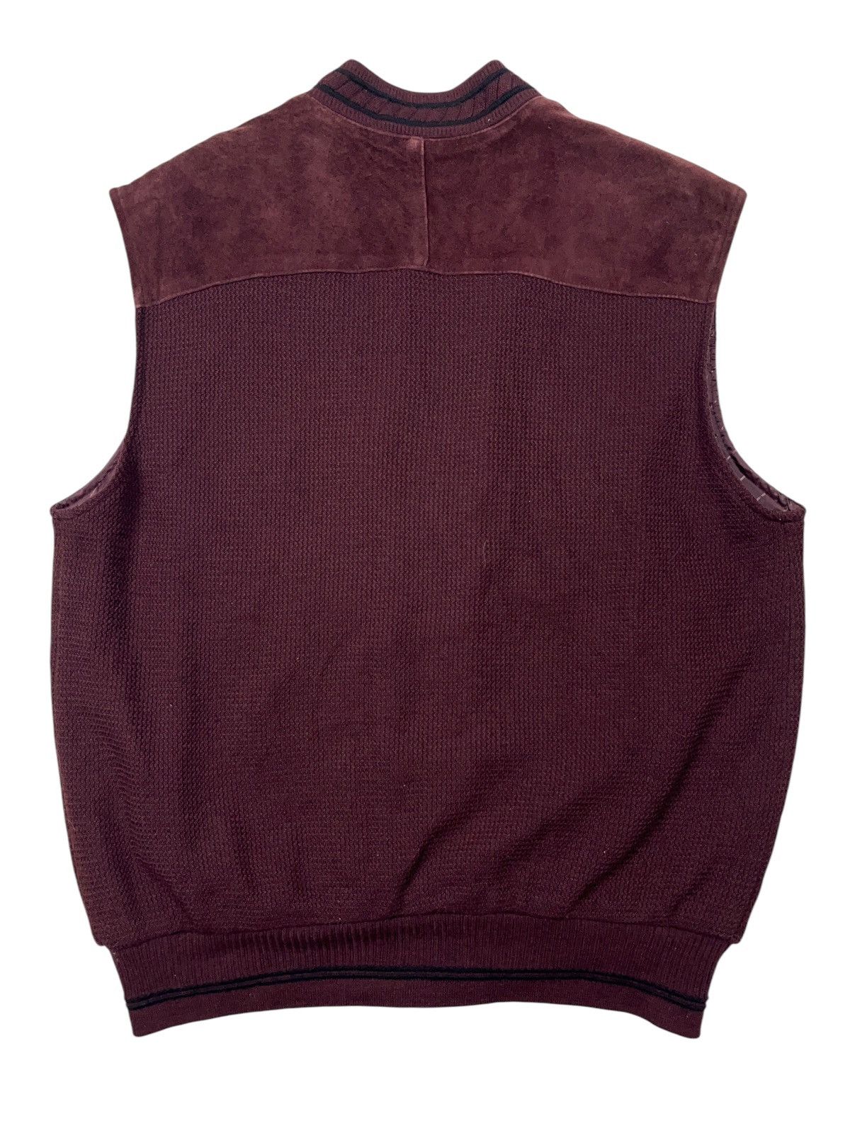 Vintage Vintage Heavy Knit Wool/Suede Vest Cardigan 90s Size US L / EU 52-54 / 3 - 3 Thumbnail