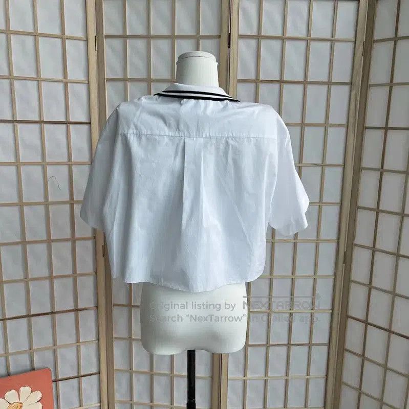 Miu Miu Miu Miu White Cotton Cropped Shirt . Size M / US 6-8 / IT 42-44 - 2 Thumbnail
