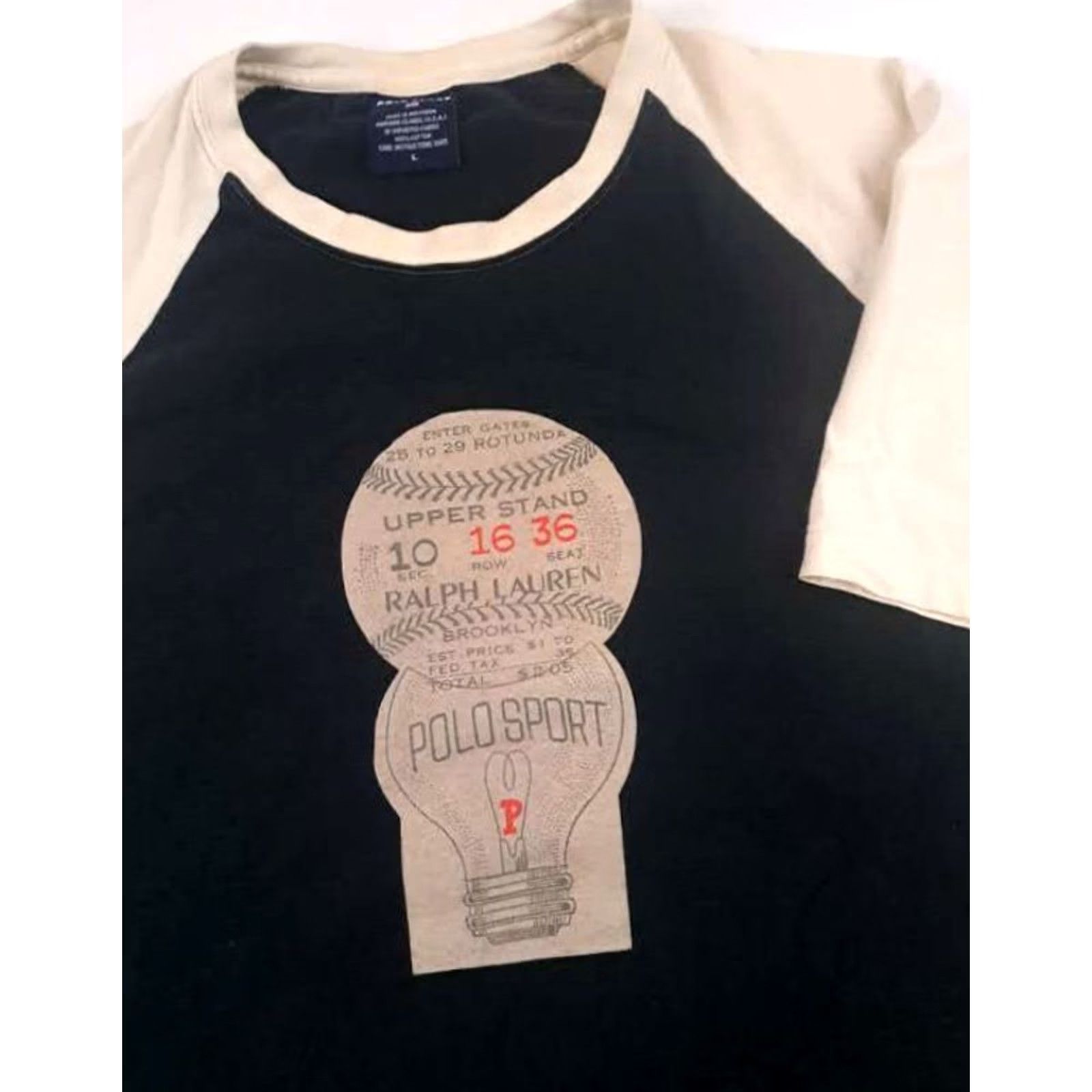 Ralph Lauren Ralph Lauren Polo Sport T-Shirt Baseball Ticket Stub Large L Black Men Short Sleeve Sports 1990s Students? Size US L / EU 52-54 / 3 - 3 Thumbnail
