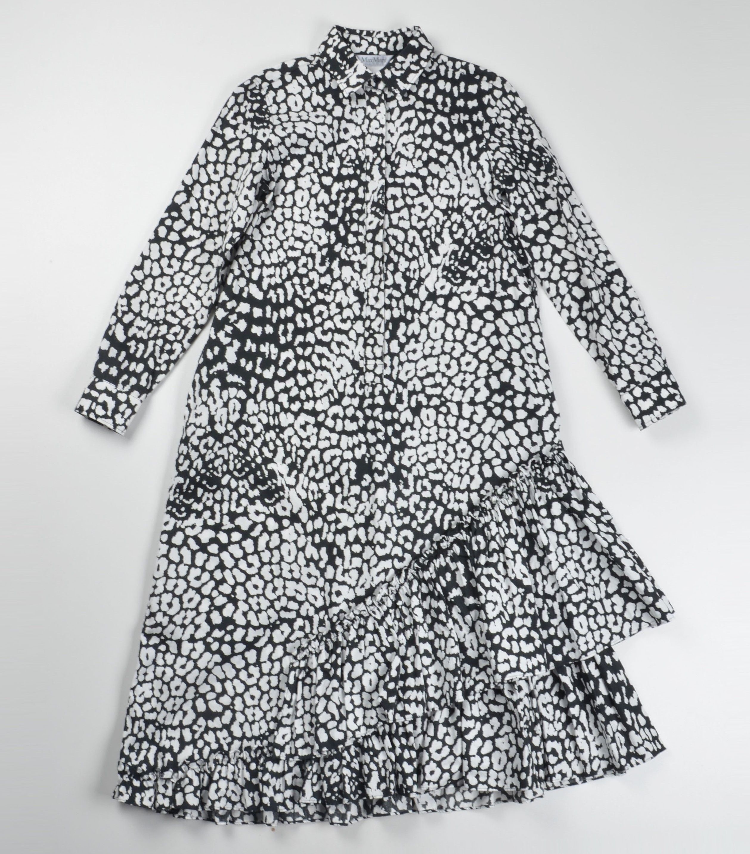 Max Mara Max Mara Printed Shirt Ruffle Hem Long Sleeve Dress Size XS / US 0-2 / IT 36-38 - 4 Thumbnail