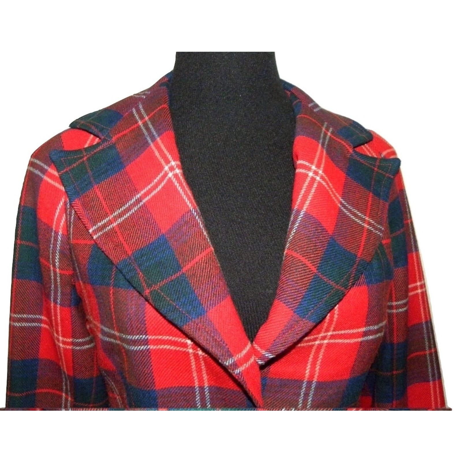 Vintage 70s RED Plaid Tartan Blazer Wide Notched Collar MOD Punk Size S / US 4 / IT 40 - 5 Thumbnail