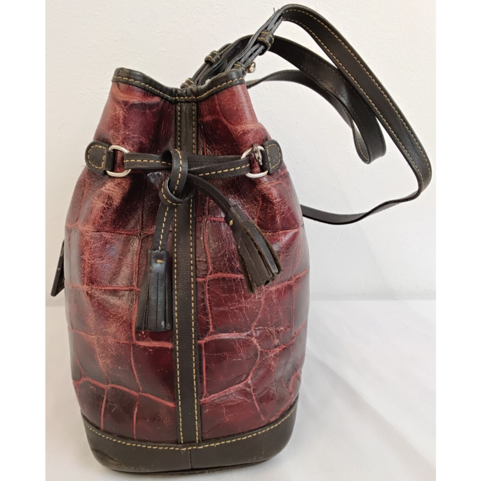Dooney & Bourke Dooney & Bourke Handbag Red Croc Embossed Leather VTG Size ONE SIZE - 7 Thumbnail
