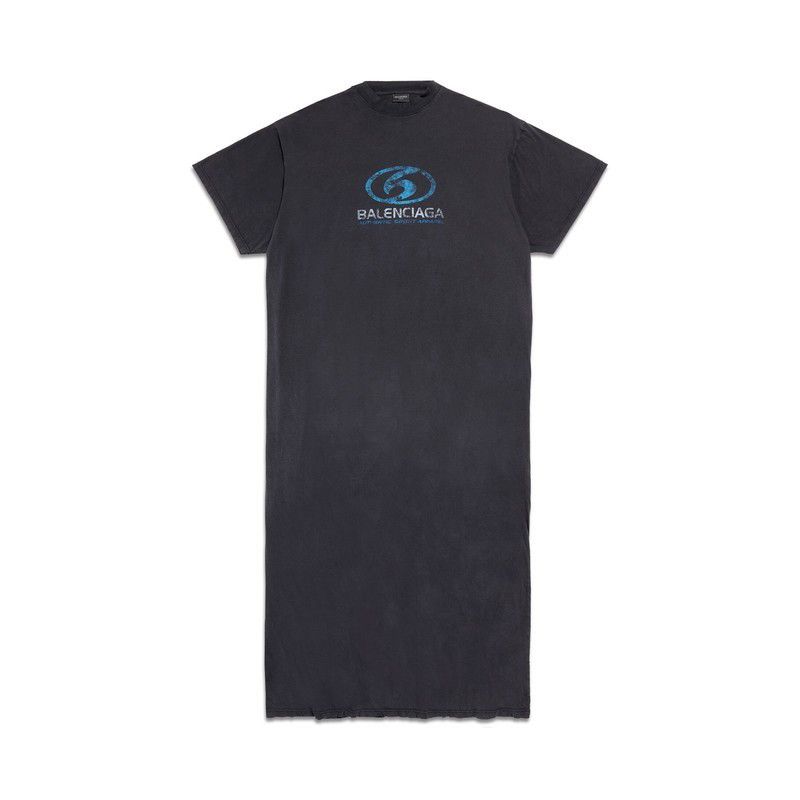 Balenciaga o1s1rm1125 Surfer Maxi T-Shirt Dress in Black Size L / US 10 / IT 46 - 1 Thumbnail
