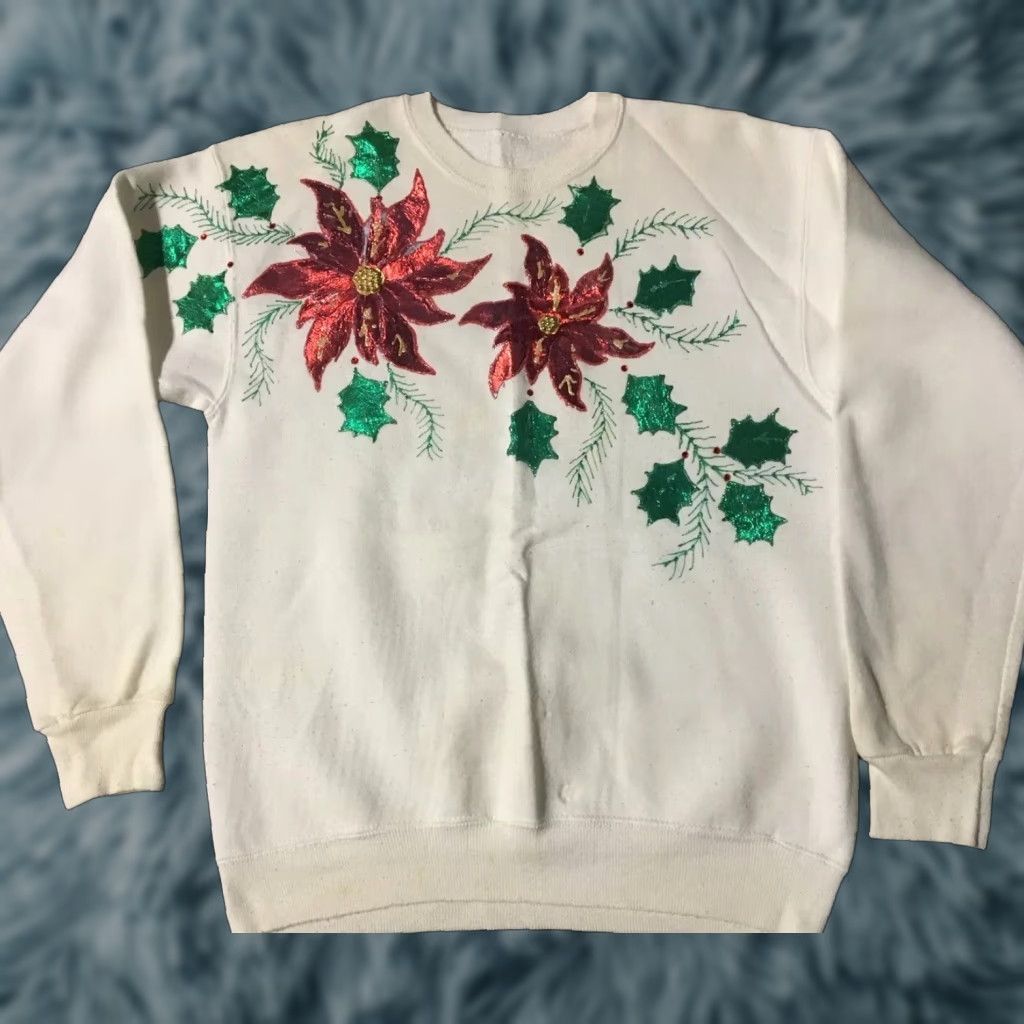 Vintage Vtg 90s Flowers Leaves Sweatshirt M White Men Adult M Crewneck USA Outdoor Grunge Vaporwave 80s 90s Nature Art Flower Size US M / EU 48-50 / 2 - 1 Thumbnail