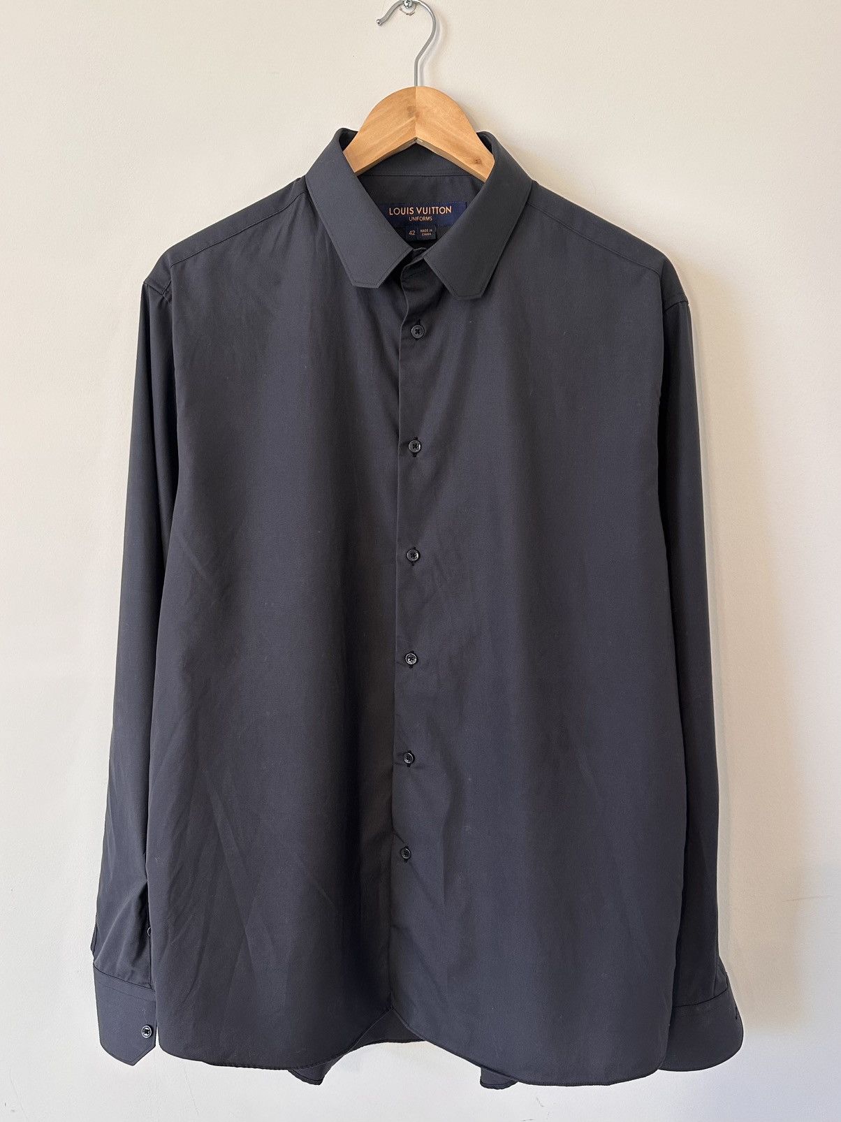 Louis Vuitton Uniform Button Up Shirt Long Sleeve Black 42