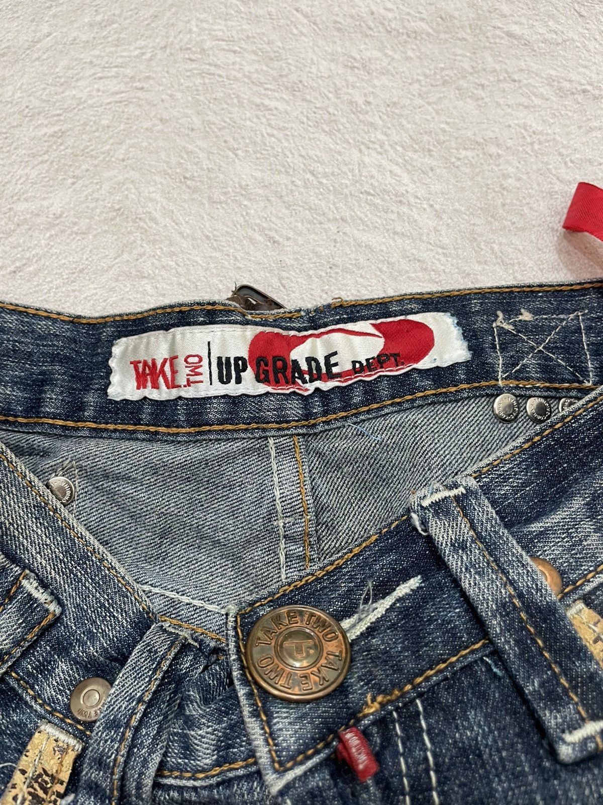 Japanese Brand 2000s Take Two Japan Bootcut Mudwash Denim Y2K Size US 28 / EU 44 - 3 Thumbnail