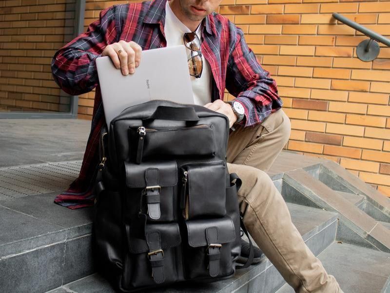 Handmade Leather Backpack. Genuine Vintage Leather CrazyHorse Size ONE SIZE - 1 Thumbnail