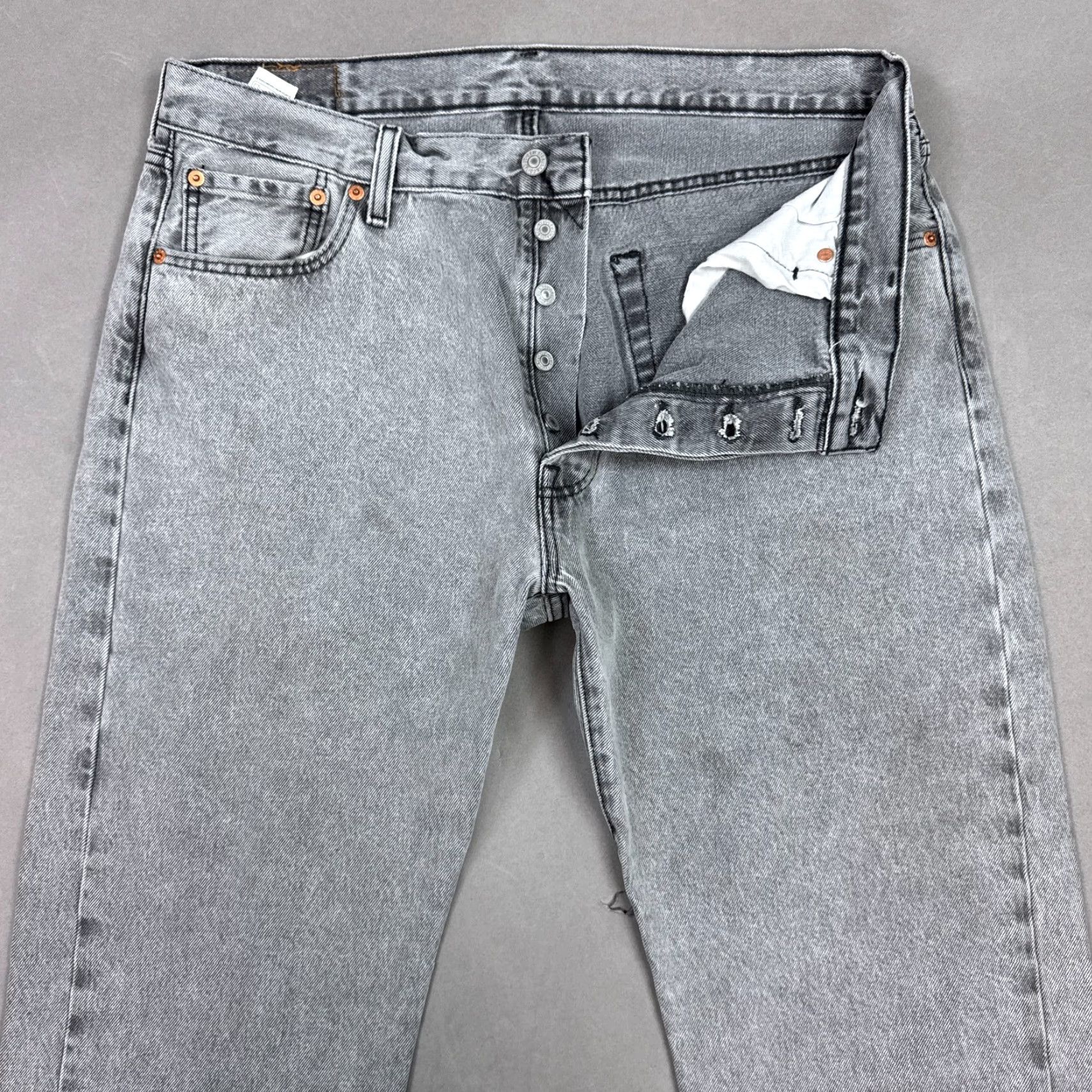 Levi's Levi's 501 Jeans Mens 36x30 Black Button Fly Denim Pants Distressed Vintage? No. Size US 36 / EU 52 - 2 Thumbnail