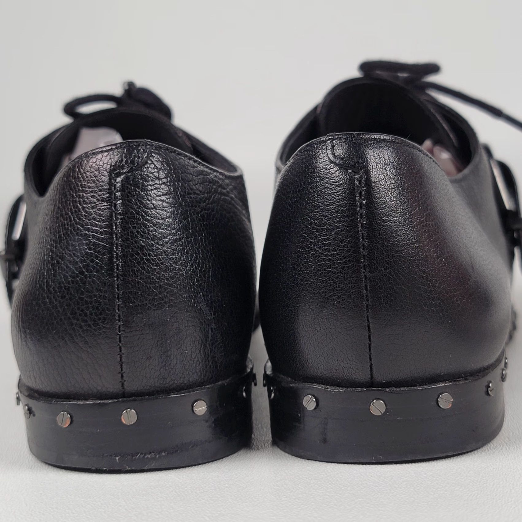 Vintage Via Spiga Buckle Pointed Stud Lace up Ladonna Loafers Black Women's US 7M Size US 7 / IT 37 - 6 Thumbnail