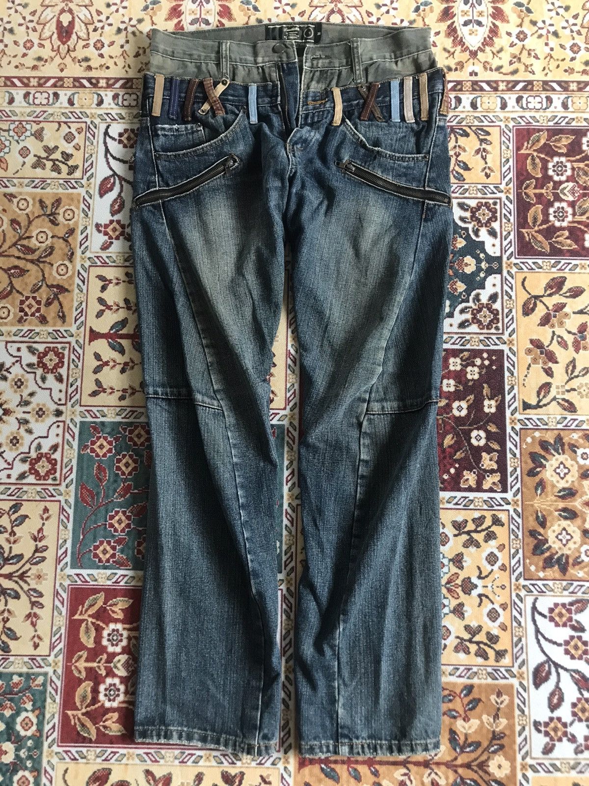 Japanese Brand Vintage Breathmint Double Waist camo twist flared jeans Size US 32 / EU 48 - 2 Thumbnail