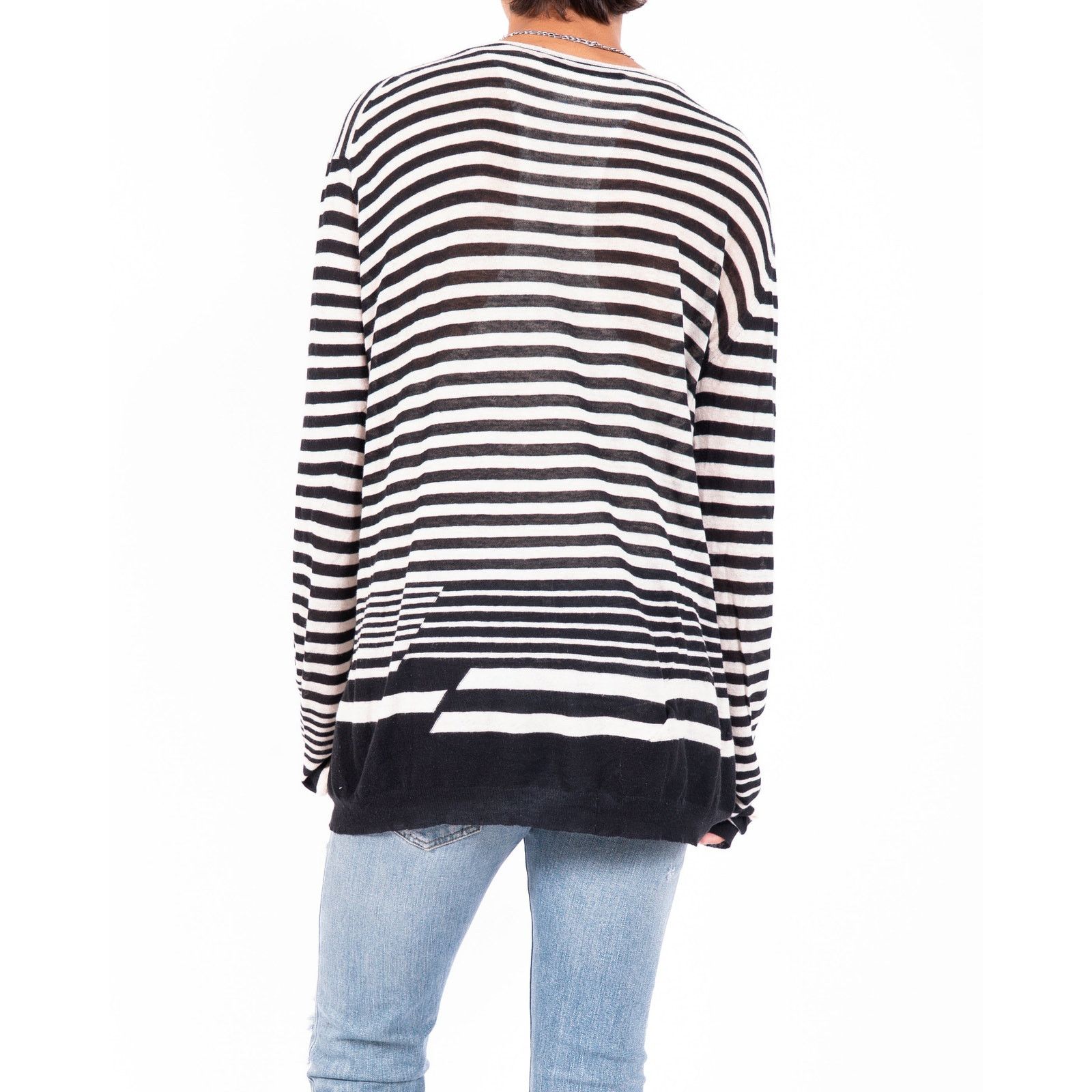 Haider Ackermann SS16 Striped Longsleeve in Black & White Wool Size US M / EU 48-50 / 2 - 5 Thumbnail