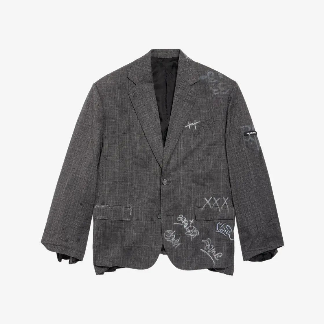 Balenciaga o1bcso1str1224 Graffiti Skater Tailored Jacket Grey/Black Size US XL / EU 56 / 4 - 1 Thumbnail